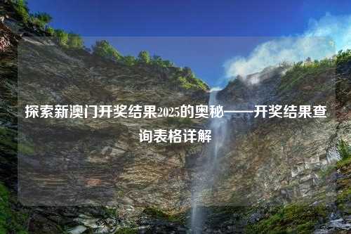 探索新澳门开奖结果2025的奥秘——开奖结果查询表格详解